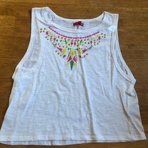 Bongo crop tank top with pretty detail Beth nice M